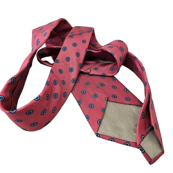 Christian Dior Vintage Silk Tie Turquoise on Pink Lightly Textured 3.25"W x 54" - Picture 4 of 6